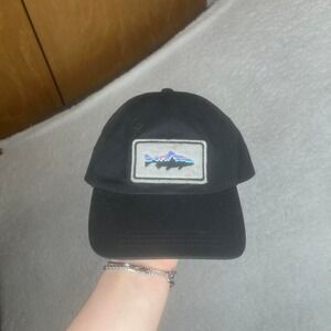 Patagonia‎ men's black fishing embroidered adjustable hat outdoors